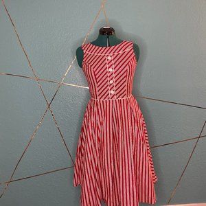 Retrolicious from Modcloth Candy Cane Stripe Fit and Flare Dress Winter 2013